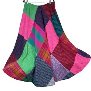 Vtg Mountain Artisans Patchwork Maxi Skirt Colorful Unique Boho Hippie Eclectic